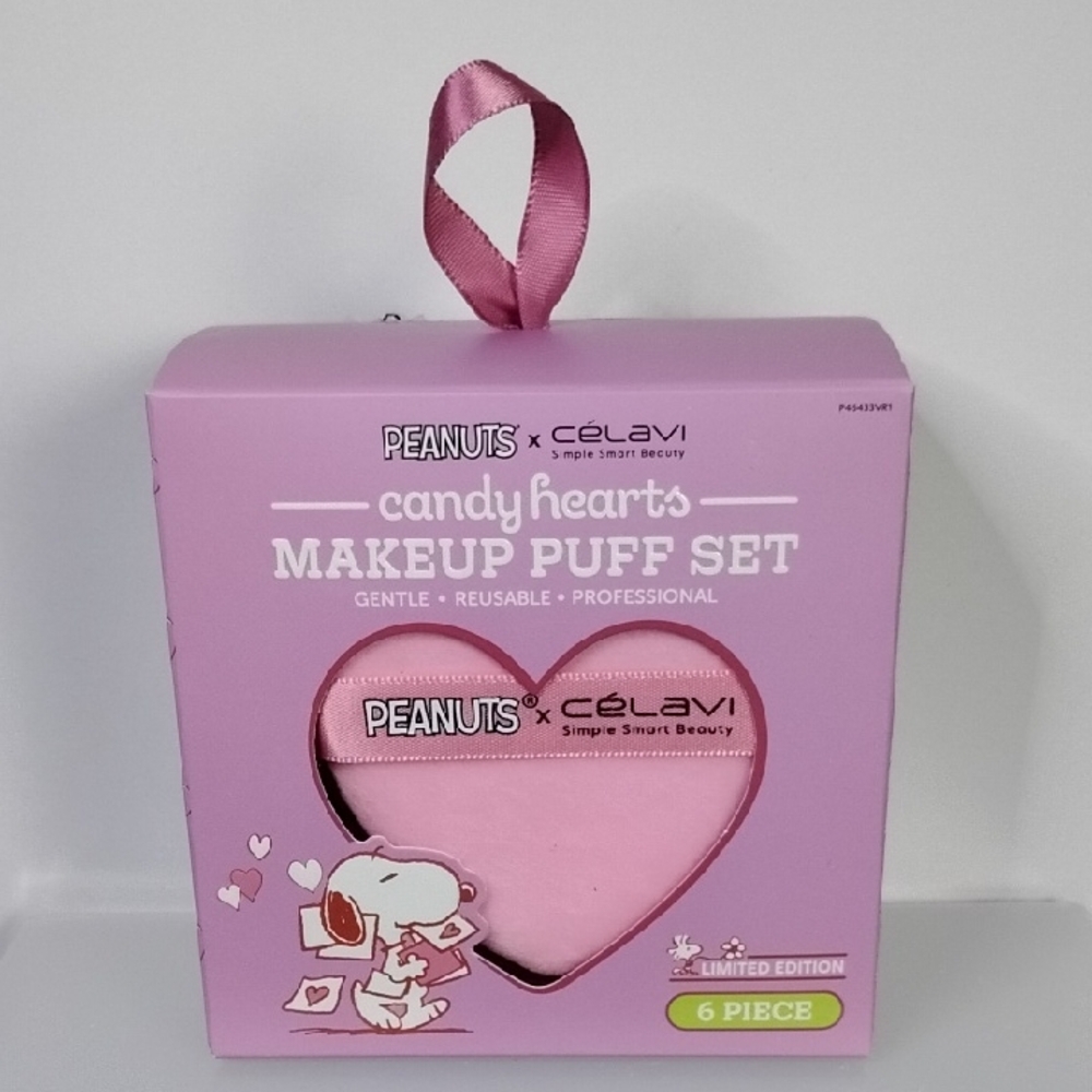 Peanuts x Celavi Candy Hearts Makeup Puff Set of 6 Valentines Limited Edition